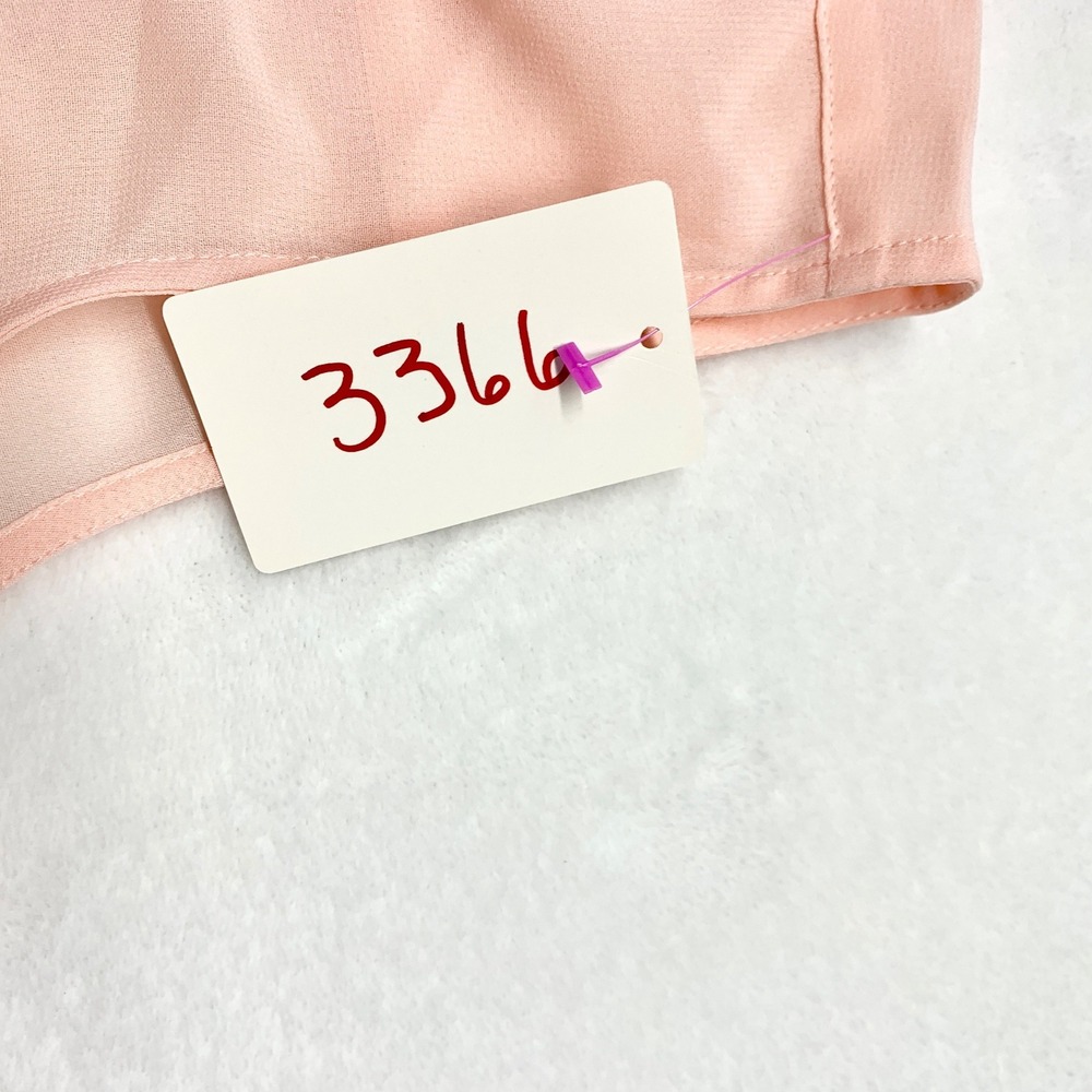 Attention Sheer Chiffon Sleeveless Button Down Womens Size M Peach Pink Blouse - Picture 3 of 8